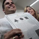 Puerto Rico Governor Rossello shows his ballot as Puerto Ricans head to the polls on Sunday to decide whether they want their struggling U.S. territory to become the 51st U.S. state, in Guaynabo