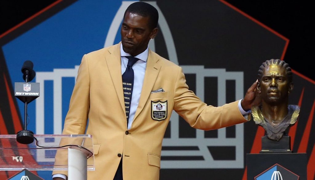 Randy Moss Wears Tie At Hall Of Fame Induction Ceremony Honoring ...