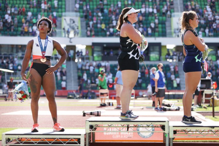 Gwen Berry turns away from flag on US Olympic trials podium, says she was ‘set up’