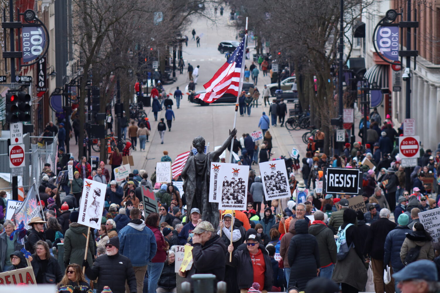 Thousands turn out for “No Kings” protests in Madison and throughout Wisconsin