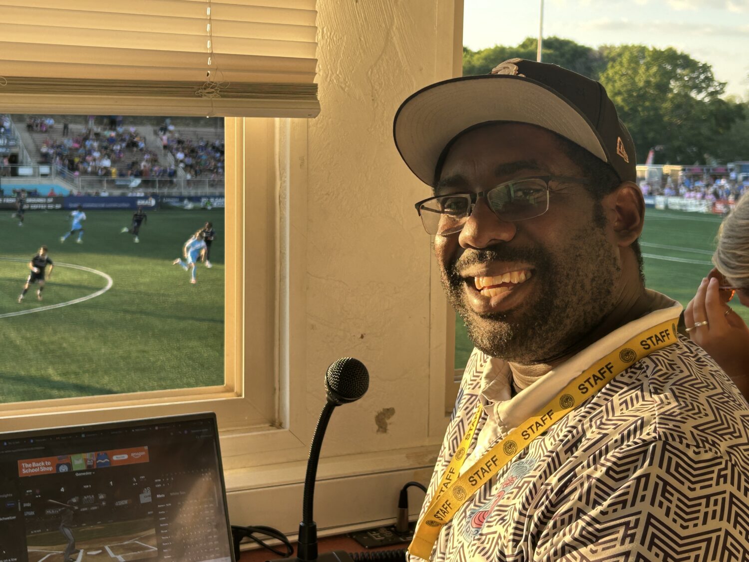 “GOOOOOOOALLL!” Forward Madison PA announcer Christopher Pennant brings excitement, journalistic rigor to game day